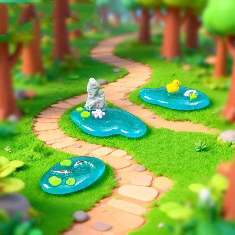 (BF06) ของตกแต่งบ่อเรซิ่นขนาดเ - Bonsai Garden With Koi Pond บทวิจารณ์และราคา